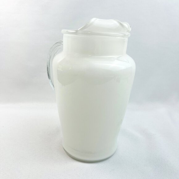 Bartlett Collins Gay Fad Vintage Juice Pitcher White Glass Hand Painted 32 oz 8" - Picture 4 of 9